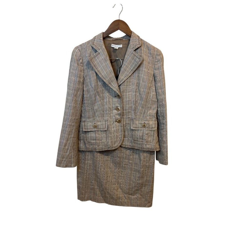 Pendleton‎ Plaid Skirt Suit Set Women's Size 10 Blazer Career Business Casual